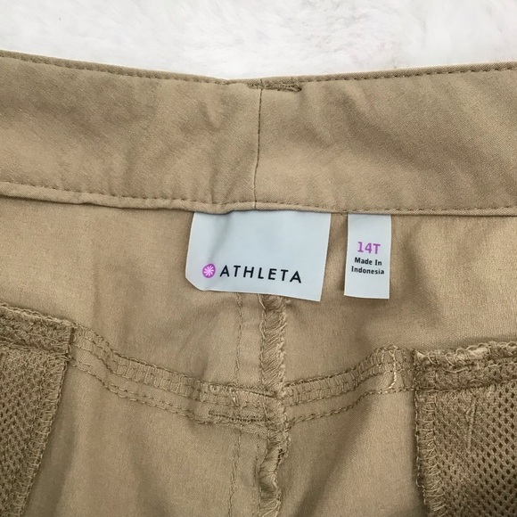 Athleta Women’s Nylon Cargo Pants Hiking Outdoor Casual Khaki Mid-Rise Size 14T - Picture 5 of 10